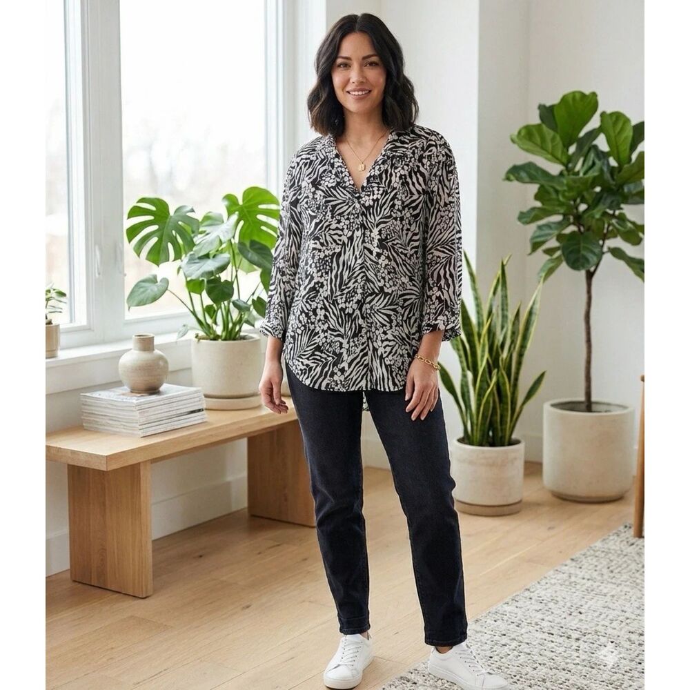 cathy daniels top womens Plus 3xl floral button down burnout dark romantic boho